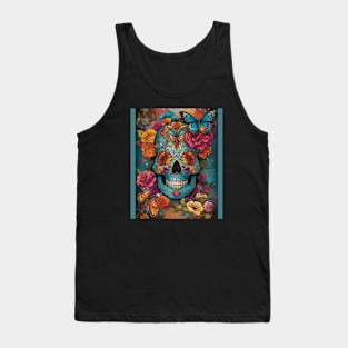 Celebrating Dia de los Muertos: Intricate Sugar Skull Art Tank Top